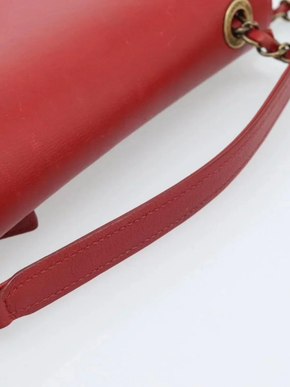 CHANEL Chain Shoulder Bag Calf Skin Red CC Auth ka4671M